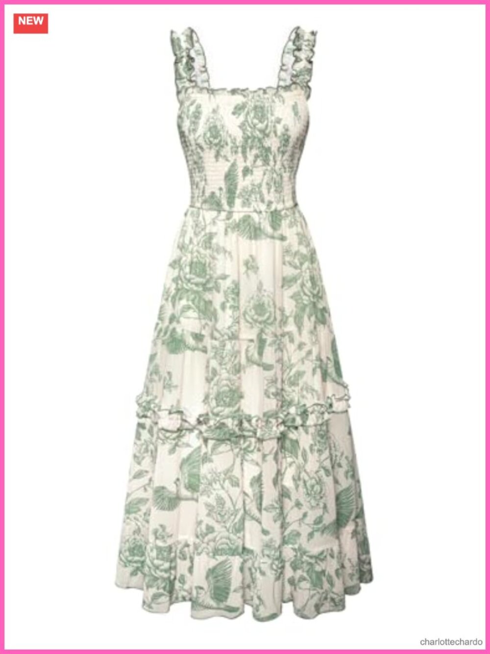 Smocked Square Neck Floral Sundress | Tiered, Sleeveless, Boho Easter Dress